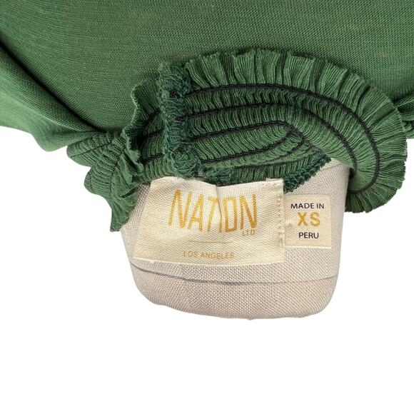 Nation LTD Violet Prim And Proper Top Tee Blouse Pima Cotton Green Size XS - Picture 9 of 10